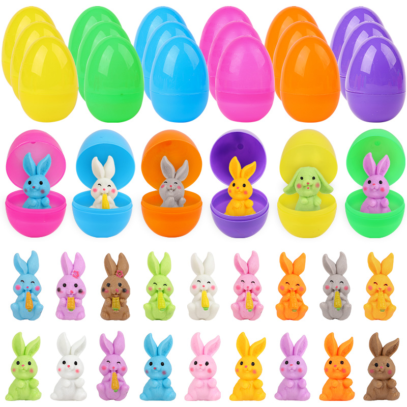 Party Games Easter For Kids - ไข่อีสเตอร์ 24 ชิ้น พร้อมตุ๊กตากระต่าย สำหรับเด็ก ใช้ในงานปาร์ตี้อีสเตอร์