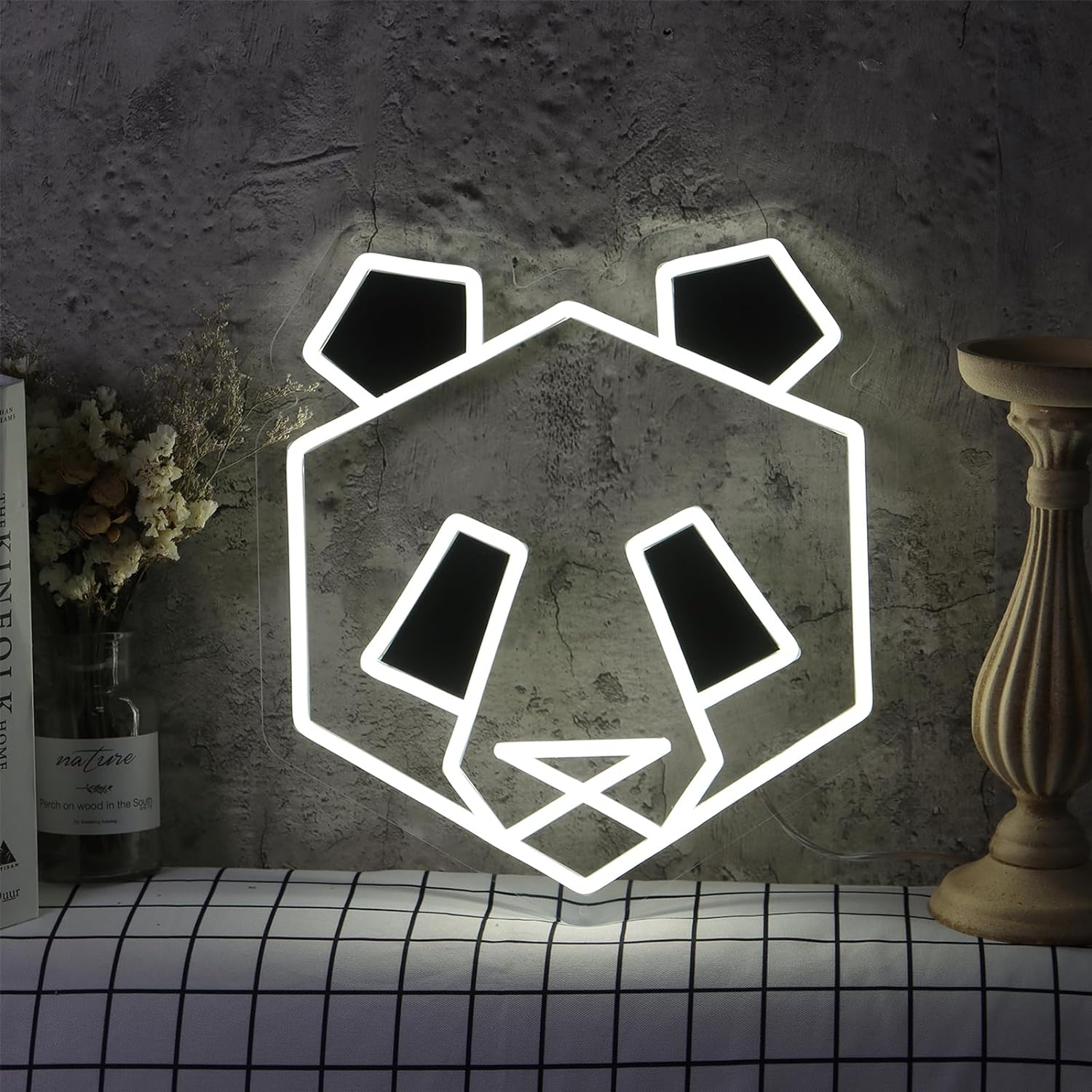 Zoo Party Games - ป้ายไฟนีออนรูปแพนด้า ไฟ LED ปรับความสว่างได้ผ่านพอร์ต USB สำหรับตกแต่งห้องแมนเคฟ