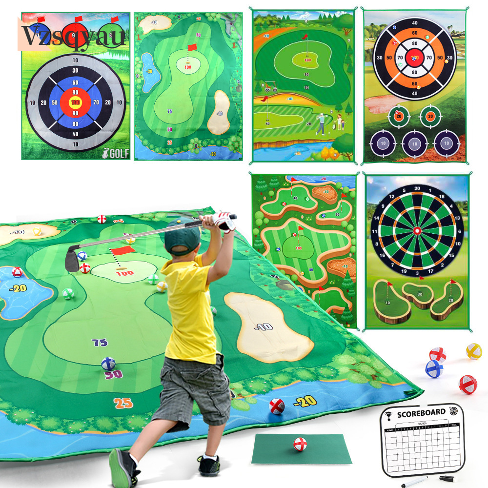 Party Games Golf - แผ่นเกมกอล์ฟแบบลบได้ พร้อมกระดานคะแนน ลูกกอล์ฟแบบติดได้ สำหรับเล่นกอล์ฟกลางแจ้ง ฝึกซ้อมกอล์ฟ งานปาร์ตี้