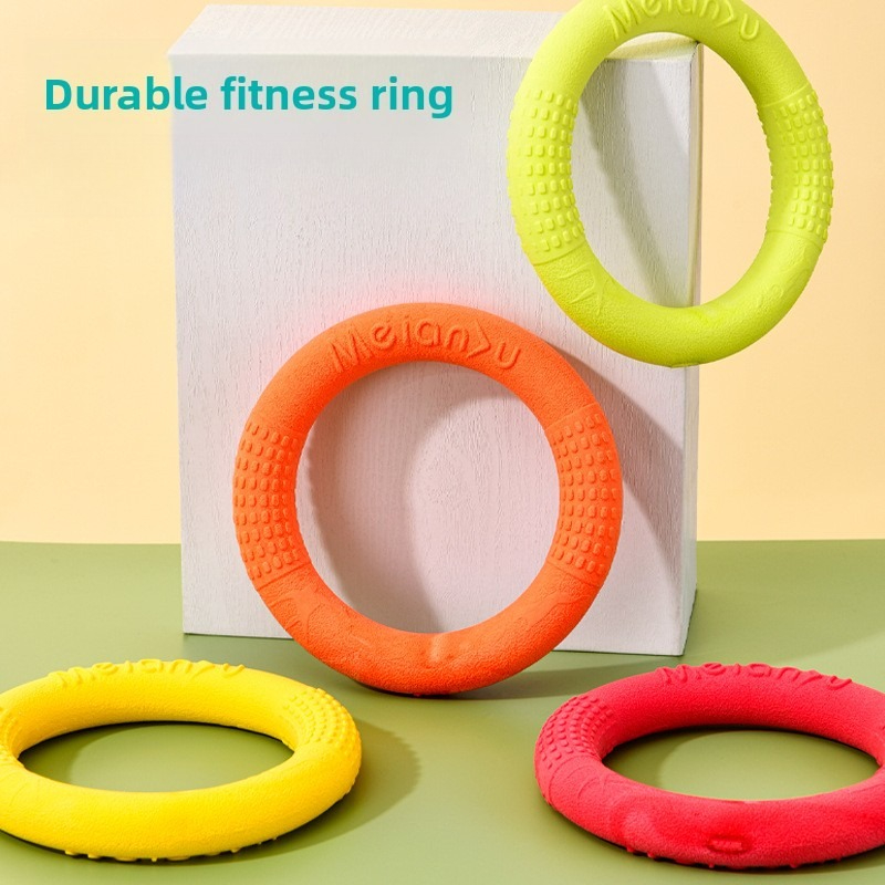 Frisbee Freestyle Disc - ของเล่นสัตว์เลี้ยงแบบอินเทอร์แอคทีฟสำหรับฝึกสุนัข วัสดุ TPR ทนต่อการกัด พร้อมห่วงดึงนุ่ม ลอยน้ำได้