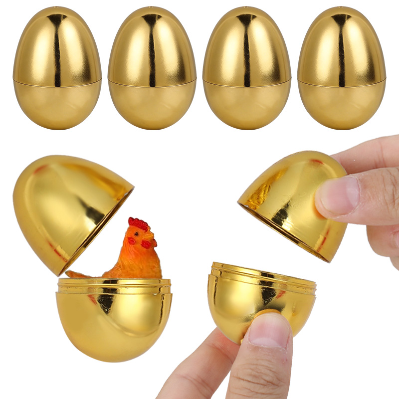Party Games Easter For Kids - ไข่อีสเตอร์สีทอง 6 ชิ้น กล่องของขวัญพลาสติก ไข่อีสเตอร์เปล่า ของรางวัลเกมปาร์ตี้