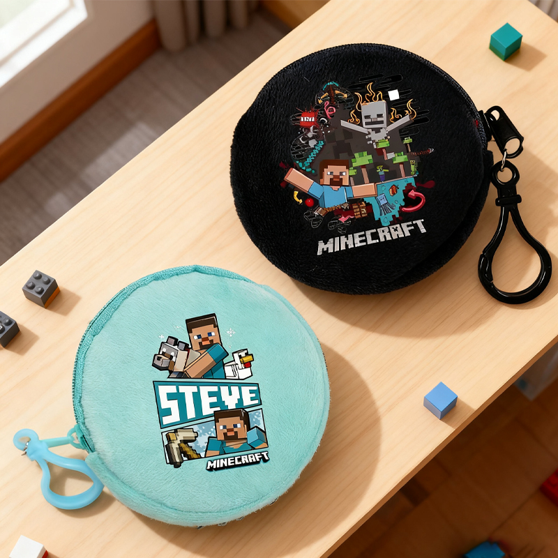 Party Games Minecraft - กระเป๋าใส่เหรียญธีมเกมใหม่ ลายการ์ตูนมайнคราฟต์ กระเป๋าสตางค์ทรงกลม กระเป๋าใส่หูฟังแฟชั่นมินิสำหรับผู้ชาย ของขวัญวันเกิด