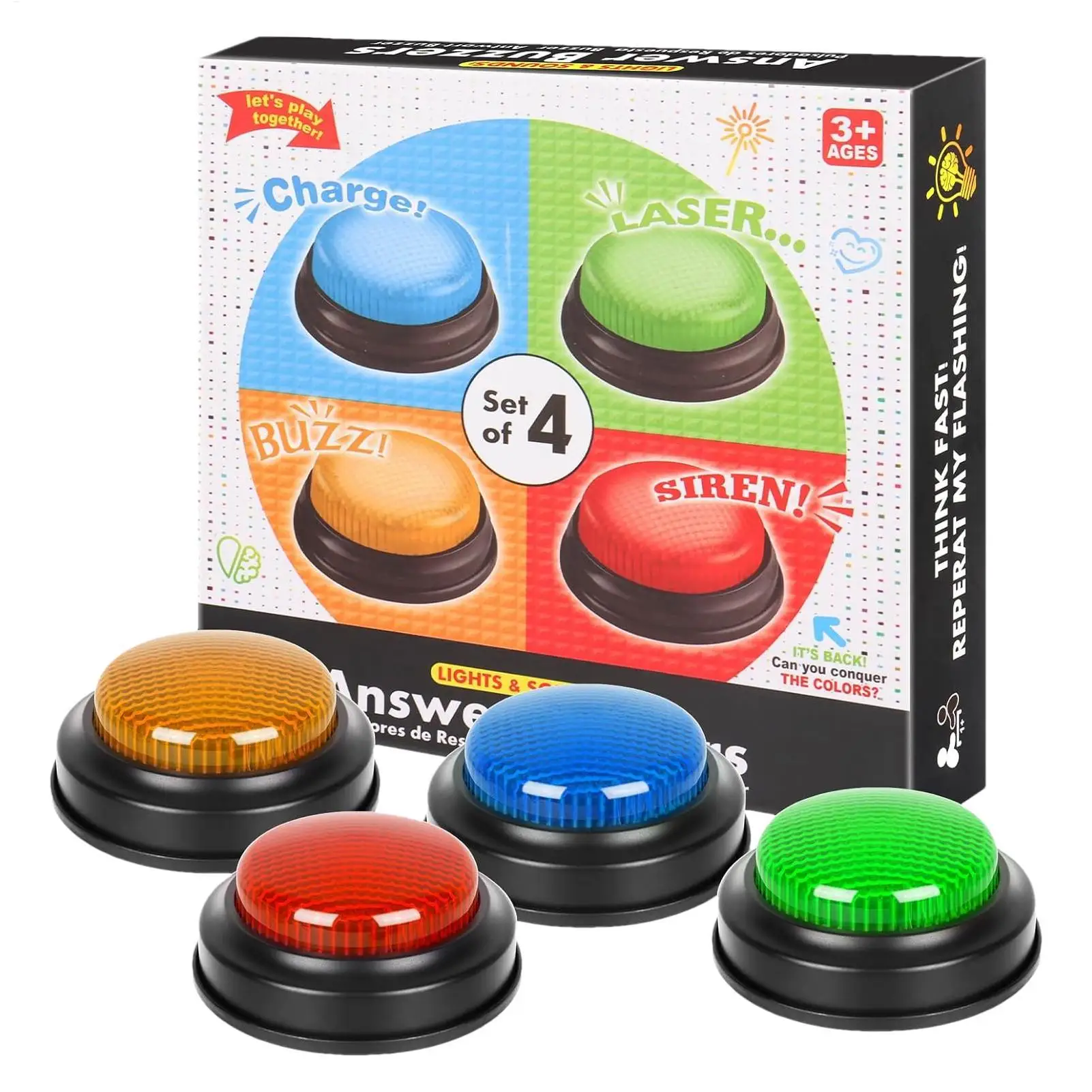 ปุ่มตอบคำถามพร้อมไฟ 4 ชิ้นสำหร - Party Games Gender Reveal บทวิจารณ์และราคา